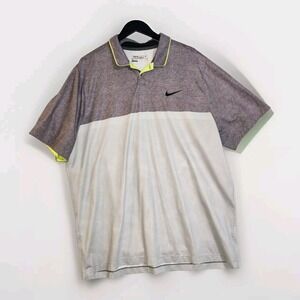 Nike Golf Tiger Woods Tour Performance Dri-Fit Polo Gray Green Men's XXL (2XL)